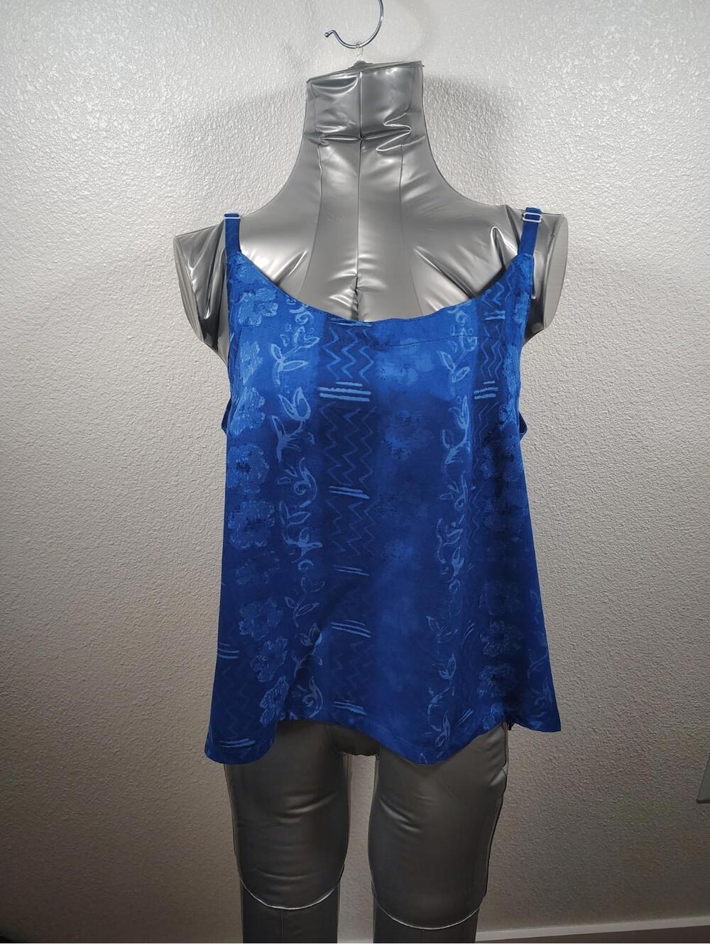 Blue Floral Top Far Away Rayon Summer Spring Adjustable